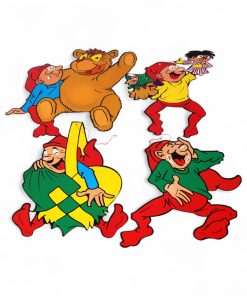 karton bramming nisser med bamse, julehjerte 