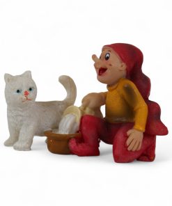 bramming nisse figur med gul trøje med i polystone på 6 centimeter