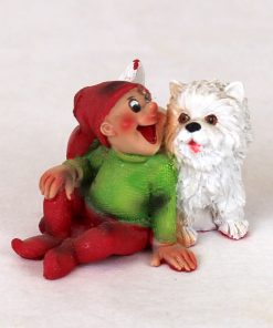 Babynisser fra pobra med sort gravhund til bordkort til julebordet