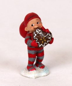 babynisse figur til nisselandskab siddende babynissedreng med honninghjerte