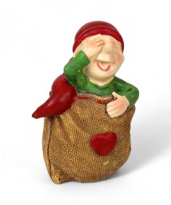 grinende bramming nisse polystone figur på 11 centimeter