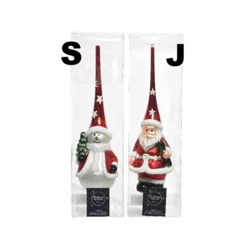 snemand topspir i glas til juletræets top Ø 28 cm.
