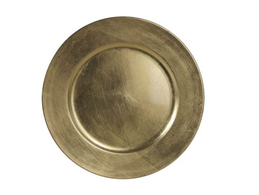 fad til dekorationer og stearinlys guld 28 cm. i diameter