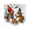 servietter til jul med motiv af vilhelm hansen og nisse og hare