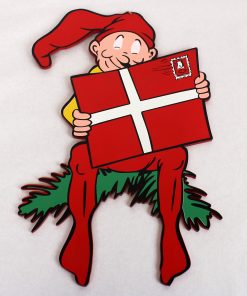 meget glad træ Bramming nisse der har skrevet et dansk julebrev