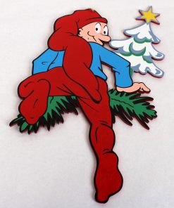 finurlig nisse der kravler op til juletræ