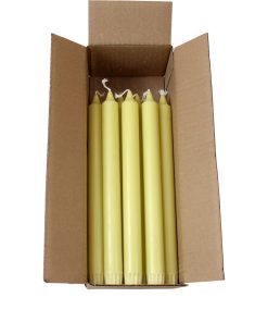 pakke med 18 styk i lys grøn kronelys 25 centimeter i 100% ren stearin til lysestager
