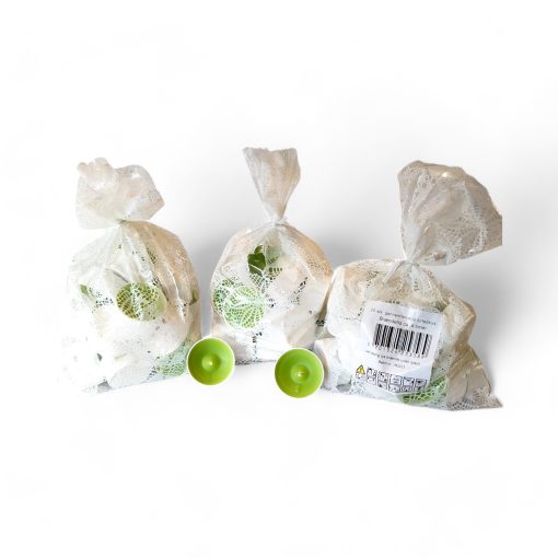 lime fyrfadslys i hvid plastkop med 3 poser med 20 styk