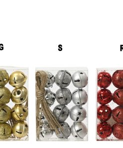12 styk guld bjælder i metal med forskellig udsmykning i glimmer mat eller blanke