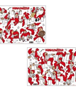 Bramming Krabbelwichtel zum Ausschneiden – rot/grau klassische fröhliche Wichtel. 2 Bögen.