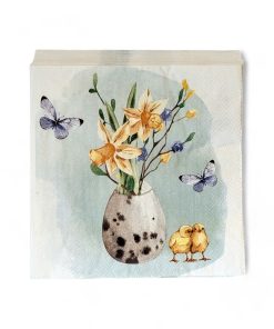 frokost servietter til påske med forårsbuket i påskeæg