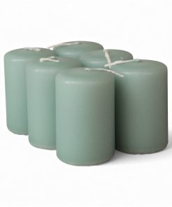 6 styk stearinlys små vintergrønne kuvertlys 4 x 6 centimeter