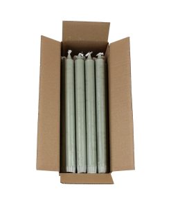 kasse med 18 styk marmorerede støvgrønne kronelys på 28 centimeter