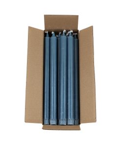 kasse med 20 styk petroleumsfarvede kronelys på 30 centimeter