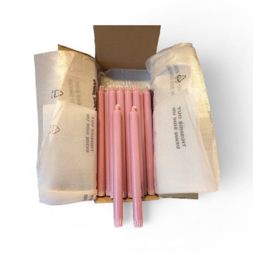 kasse med 20 styk dusty rose kronelys på 30 centimeter