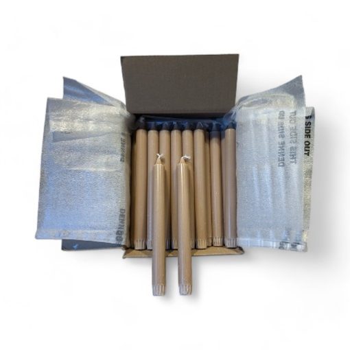 Kronelys 100% stearin SAND-farget 25 cm. Pk. á 18 stk.
