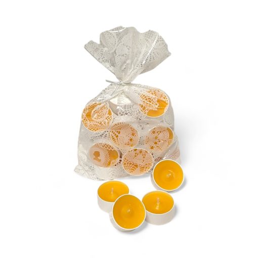 Teelichter, GELB in weißem Plastikbecher. Beutel mit 20 Stück.
