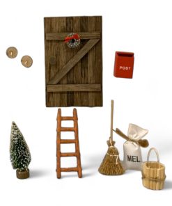Wichteltür-Set. Wichteltür und Zubehör. H 12 cm, B 18 cm, T 7 cm. 9 Teile