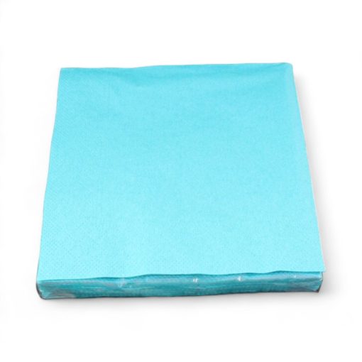 Ensfargede LUNSJ servietter TURKIS, 20 stk. 3-lags 33 x 33 cm.