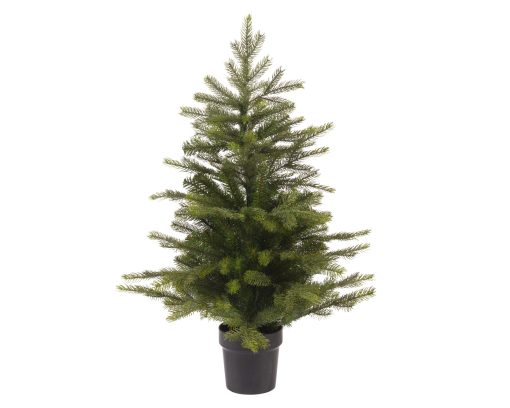 Kunstig juletre i potte til innendørs bruk. Høyde 90 cm.