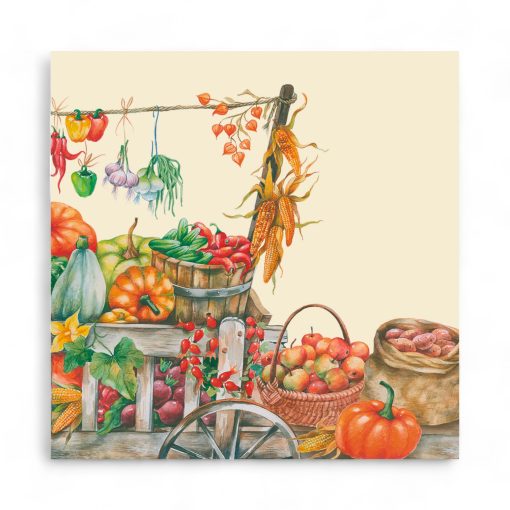 Servietten mit Herbstmarkt. 20 Stück. 3-lagig. 33 x 33 cm.