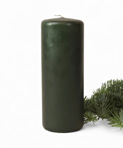 mørkegrønt højt bloklys og stearinlys 7 x 18 centimeter
