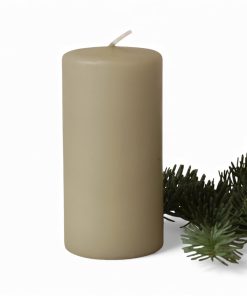 støv grøn bloklys diameter 6 cm. højde 11 centimeter