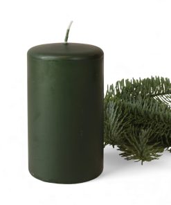 mørkegrønt bloklys og stearinlys 7 x 12 centimeter