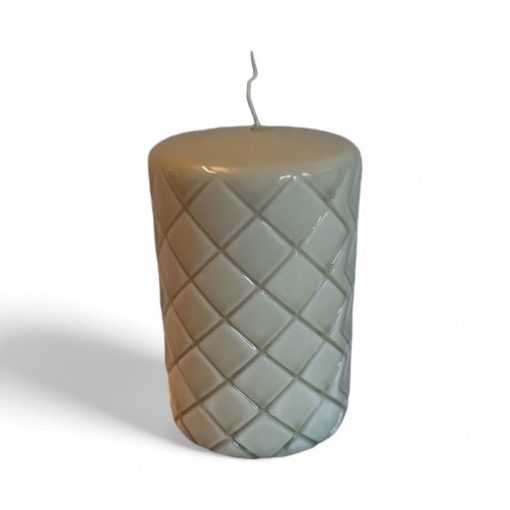 støv grøn bloklys med flot blank lak overflade diameter 9,6 cm højde 15 cm