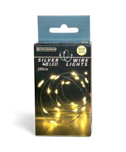 40 led lyskæden i varm hvid har en længde på 195 centimeter