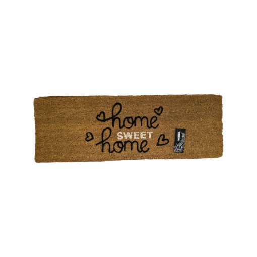 Rechteckige Fußmatte aus Kokos mit "home SWEET home". Misst 25 x 75 cm.