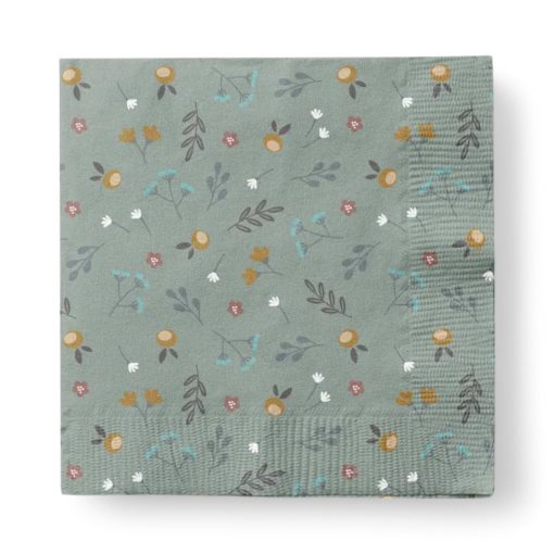 Servietten, grün mit Blumen und Blättern. 20 Stk. Mittagessen Größe 33 x 33 cm.