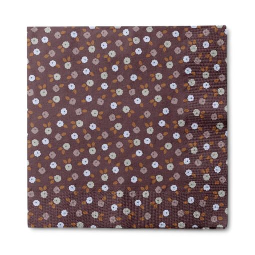 Servietten braun mit kleinen Blumen. 20 Stk. Mittagessen Größe 33 x 33 cm.