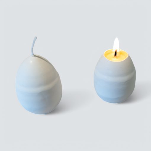 Eierkerzen, weiß mit gelber Mitte, zu Ostern. 1 Stk.