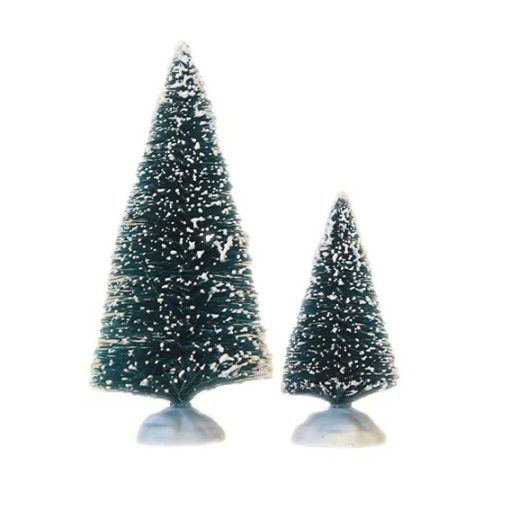 Künstliche Chenille-Weihnachtsbäume mit Schneestaub. Zubehör für Wichteltür. 2 Stk.