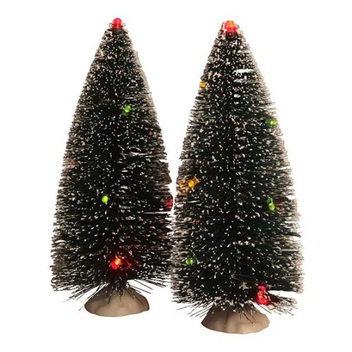 Künstliche Weihnachtsbäume mit Schnee und LED für Schneelandschaft. 2 Stk. 15 cm.