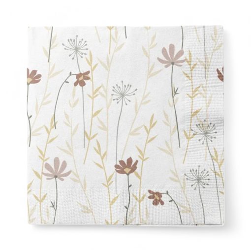 Servietten mit tanzenden Blumen. 20 Stk. cremefarbene Mittagessenservietten
