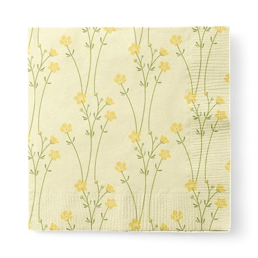 Servietten hellgelb mit Butterblumen. 20 Stk.