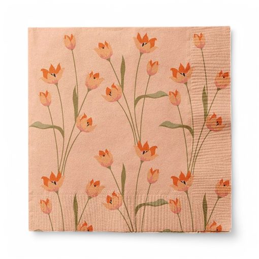 20 styk orange frokost servietter med tulipaner