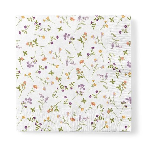 Mittagessenservietten, weiße mit kleinen Blumen. 20 Stk.