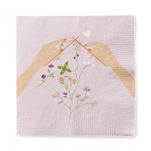 20 styk lyserøde servietter med strik og blomster