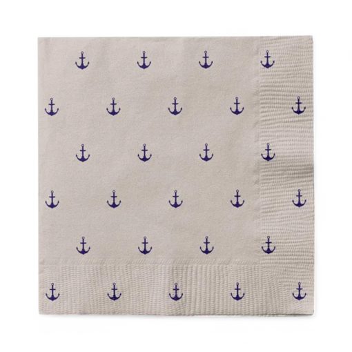 Servietten maritim mit blauen Ankern. 20 Stk. Mittagessen Größe 33 x 33 cm.