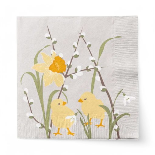 Servietten zu Ostern mit Küken. 20 Stk. Mittagessen Größe 33 x 33 cm.