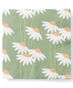 Servietter, grønne med margeritter. 20 stk. Lunsj 33 x 33 cm.