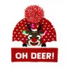 rød hvid beanie hue med rensdyr med "oh deer" og blinkende led