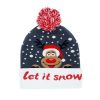 Beanie. Graublau Mütze mit Rentieren mit "Let it snow" und LED