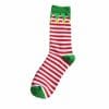 Weihnachtssocken für Erwachsene, gestreift rot-weiß mit grünen Zehen Größe 40/41 - 47