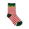 Weihnachtssocken für Kinder. Größe 5-7 Jahre. Gestreift rot-weiß mit grünen Zehen