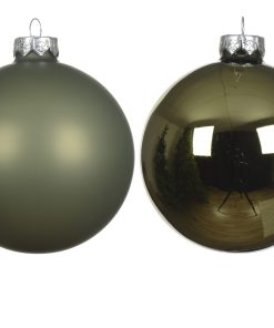 blanke og matte rosmaringrønne glas julekugler ø4 centimeter