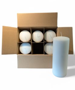 Blockkerze WEIß glatt, hoch und dicke Stearinkerze. 9,6 x 25 cm. 6 Stk.